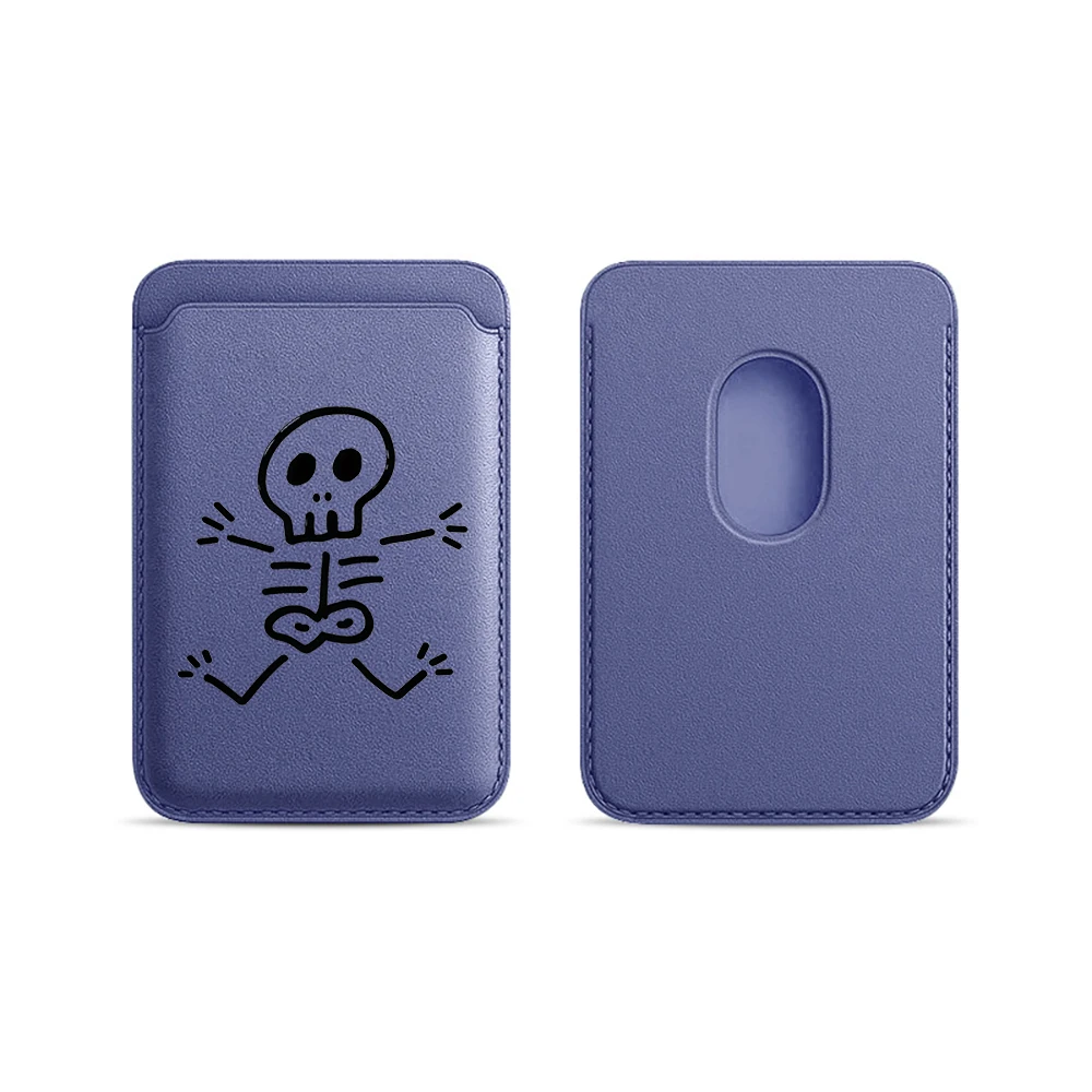 Künstlerische Totenkopf-Leder-Kartenhülle für Magnetische Hüllen, Geeignet für alle iPhones, für Magsafe-Karten-Handytasche – Detail 20