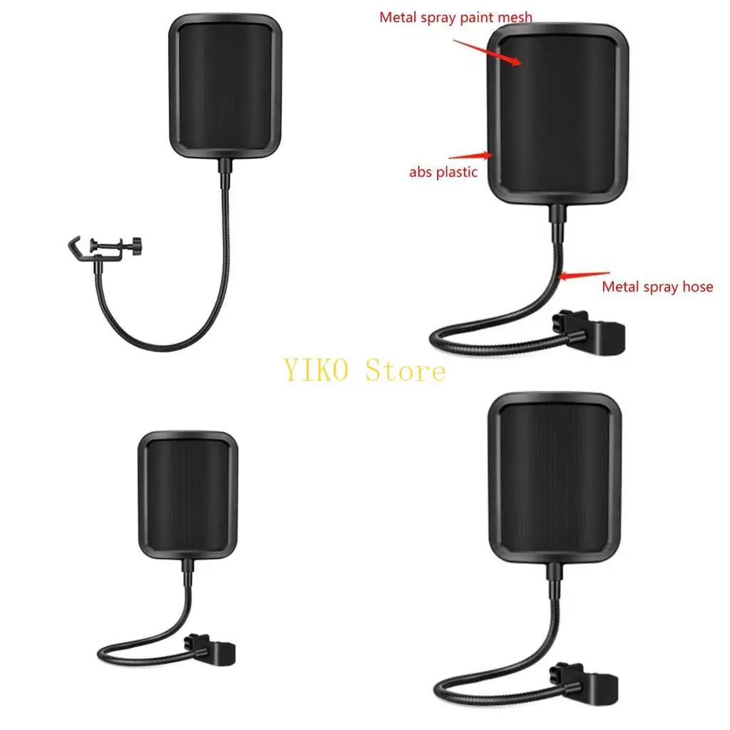 K32C Mic Filter with Flexible 360° Gooseneck Clip Stabilizing Arm for Vocal Record