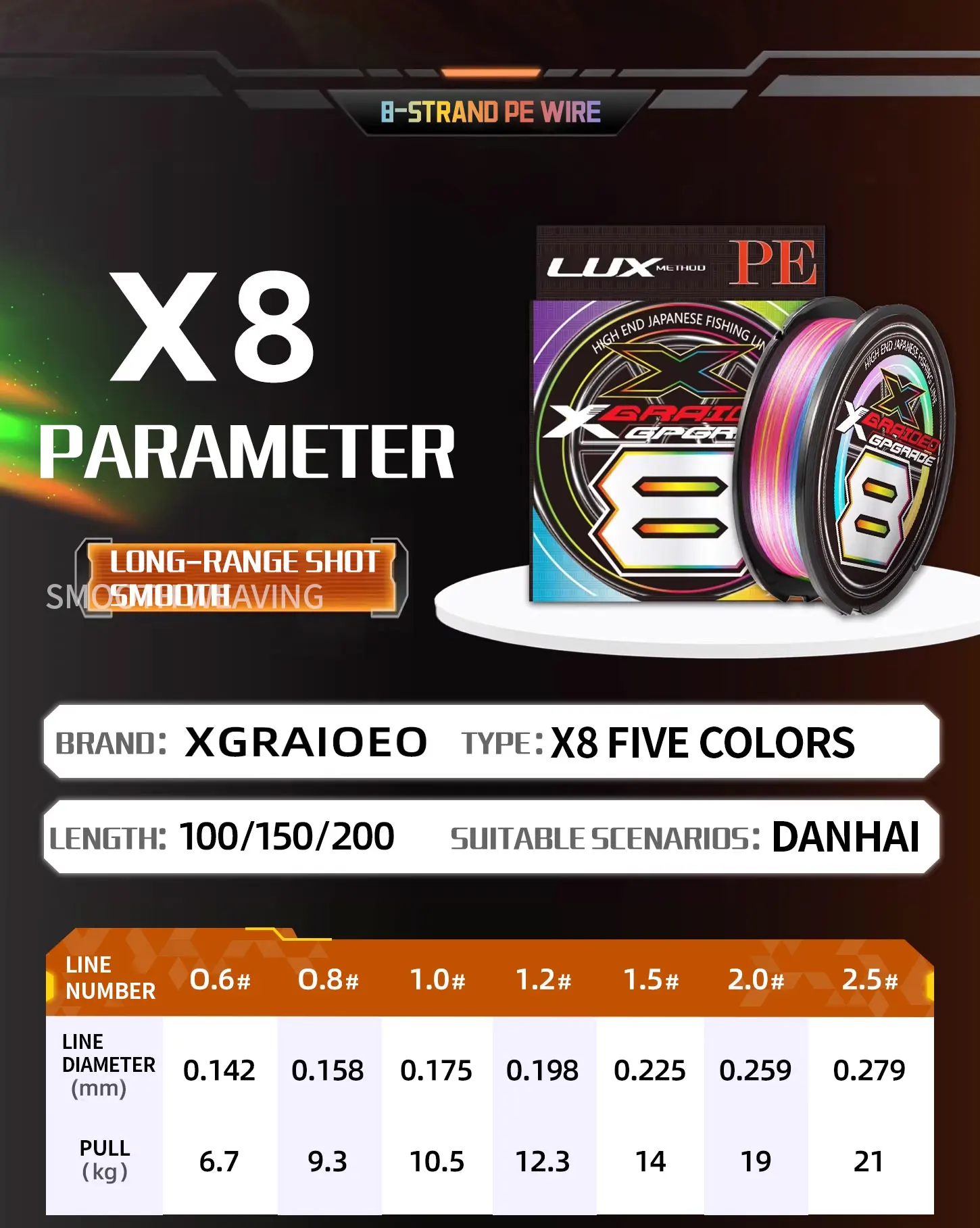 YGKX G SOUL X8 BRAID Upgrade Geflochtene Angelschnur Superstark 8-fädige Multifilament PE-Schnur 150M 200M Hergestellt in Japan 14LB-60LB – Detail 7