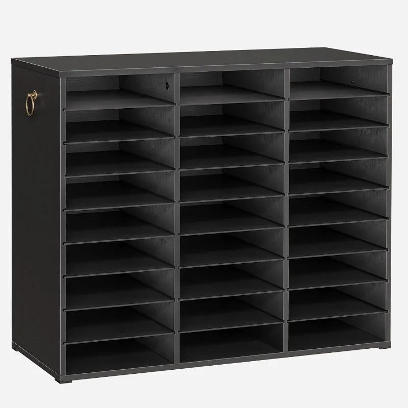 

Literature Organizer, 27 Compartments Wooden Mail Organizer, Countertop Literature Sorter with Adjustable Shelves for Hom