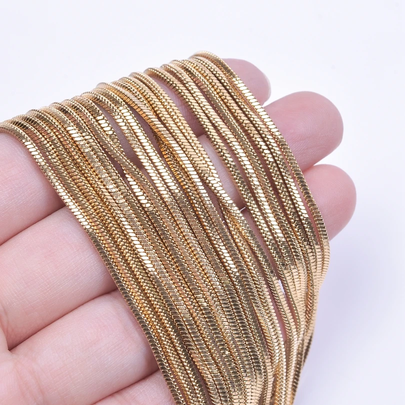 10pcs 1.5mm Unisex Snake Chain Necklace For Women Men Stainless Steel Gold Color Chains Handmade Making DIY Components Wholesale