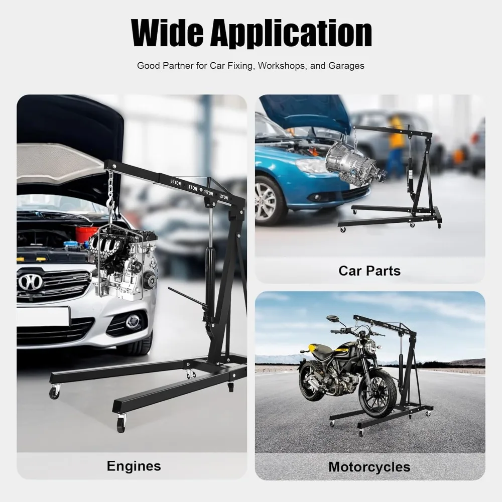 رافعة محرك قابلة للطي، رافعة محرك هيدروليكية 4400 رطل مع 6 عجلات وأزهار تلسكوبية قابلة للتعديل، شديدة التحمل #4