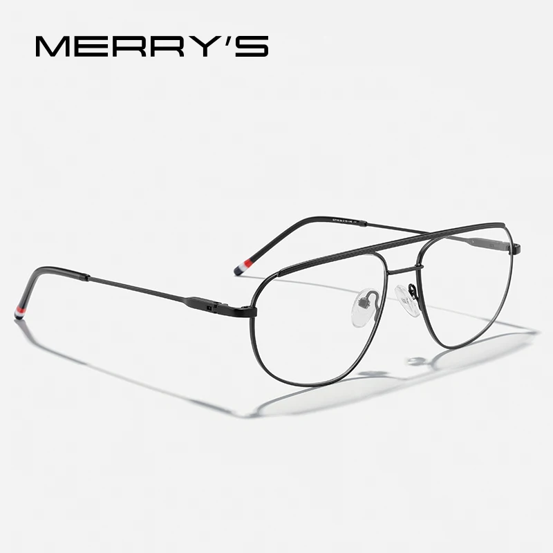 MERRYS DESIGN klasyczne okulary pilotki ramki dla mężczyzn kobiety stop tytanu okulary optyczne męskie luksusowe okulary ramki S2310
