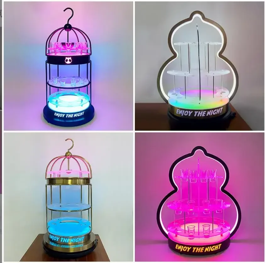 

#glass holder tree Cocktail Glass Display Stand LED Rechargeable Shot Glass Tray Wine Rack Holder for bar