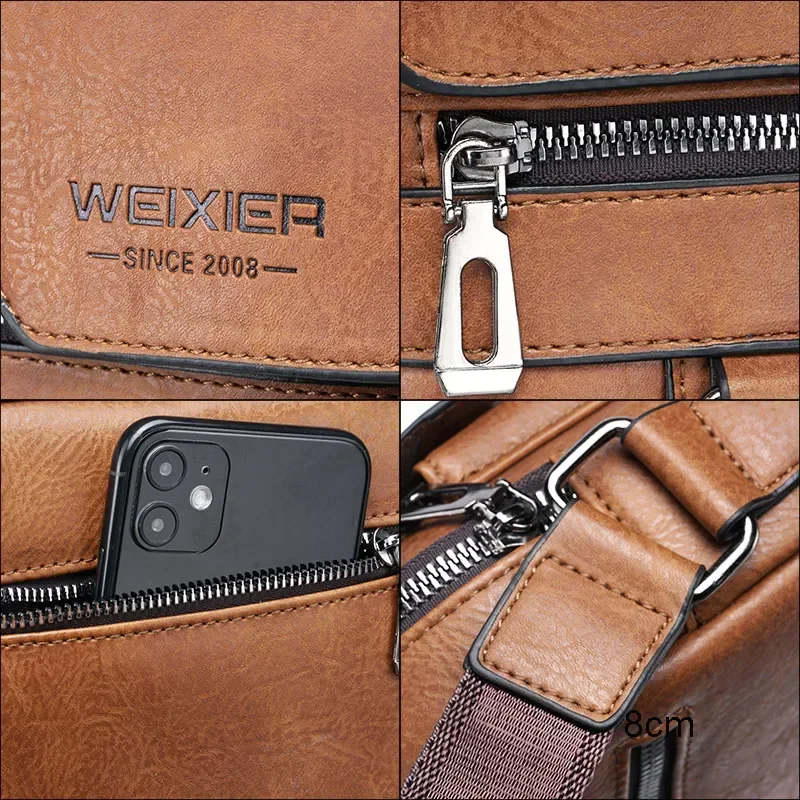 WEIXIER Men Crossbody Bag Shoulder Bags Vintage Men Handbags Large Capacity PU Leather Bag For Man Messenger 가방 tote bolsa purse