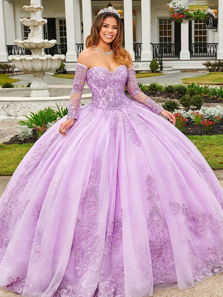 Appliques BEAD quinceañeras ชุดหวานใจสาว vestidos de 15ลูกไม้ años quinceanera วันเกิดหวาน16ดอกไม้2023