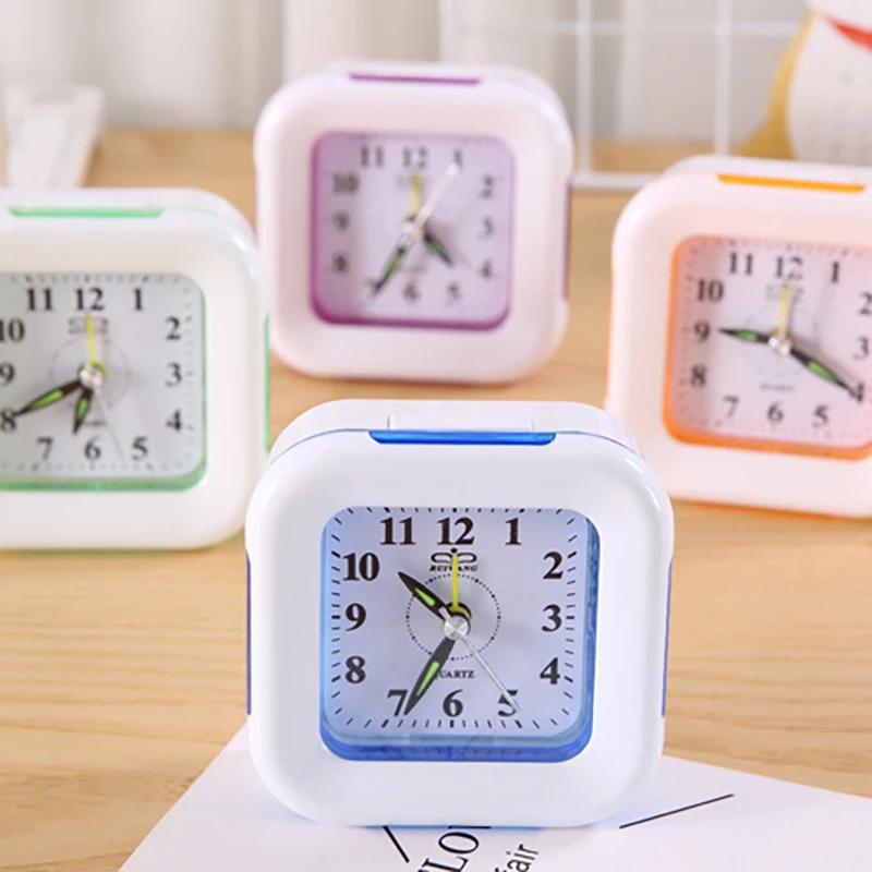 Portable Square Small Alarm Clock Travel Quartz Beep Clock Fashion Bedroom Bedside Alarm Clock Multi-function Kitchen Gadgets