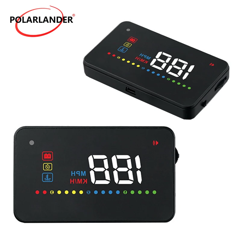 3.5 Inch A200 Car HUD Smart Head Up Display OBD2 Multifunction Speed Voltage Temp Fatigue Alarm Auto On/Off