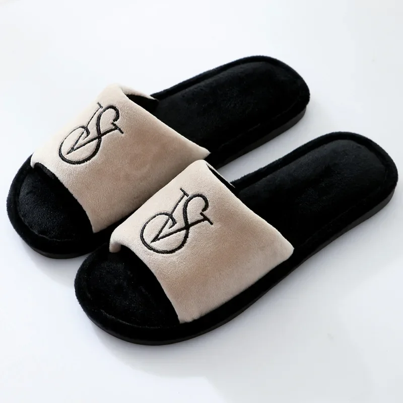 

Fashion Slippers Women Home Cotton Shoes Plush Warm Soft Sole Indoor Floor Slides Woman Winter Furry Shoes Couple Slippers