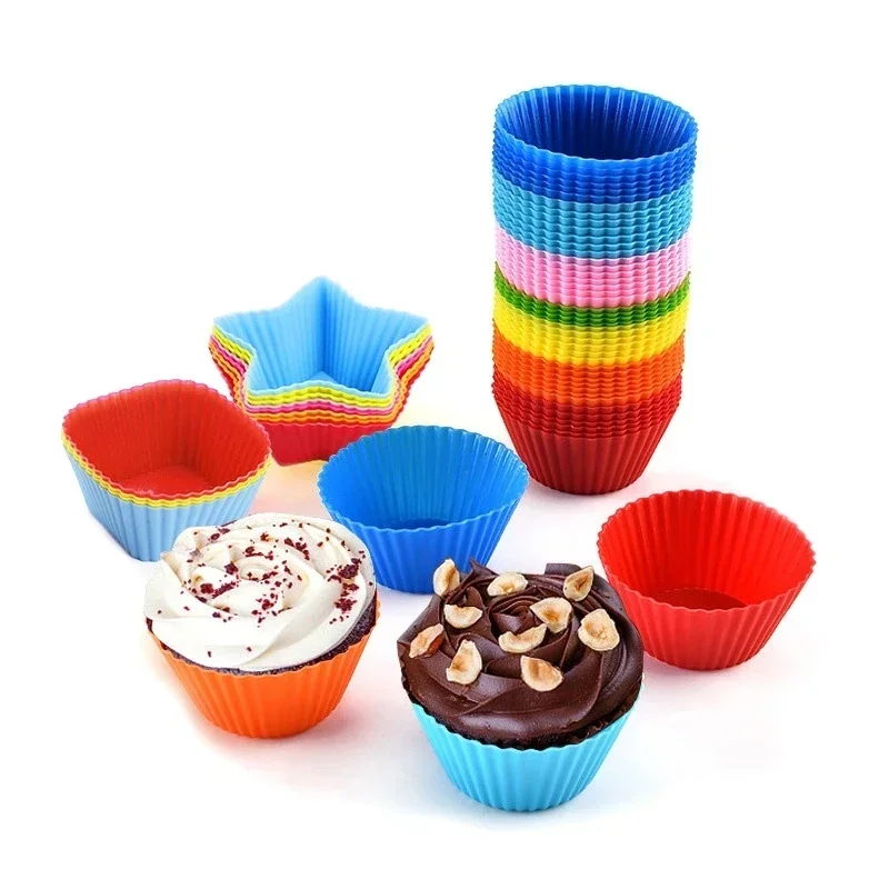 

25pcs/lot Silicone Cake Cup Round Shaped Muffin Cupcake Baking Molds Home Kitchen Cooking Supplies Cake Decorating Tools