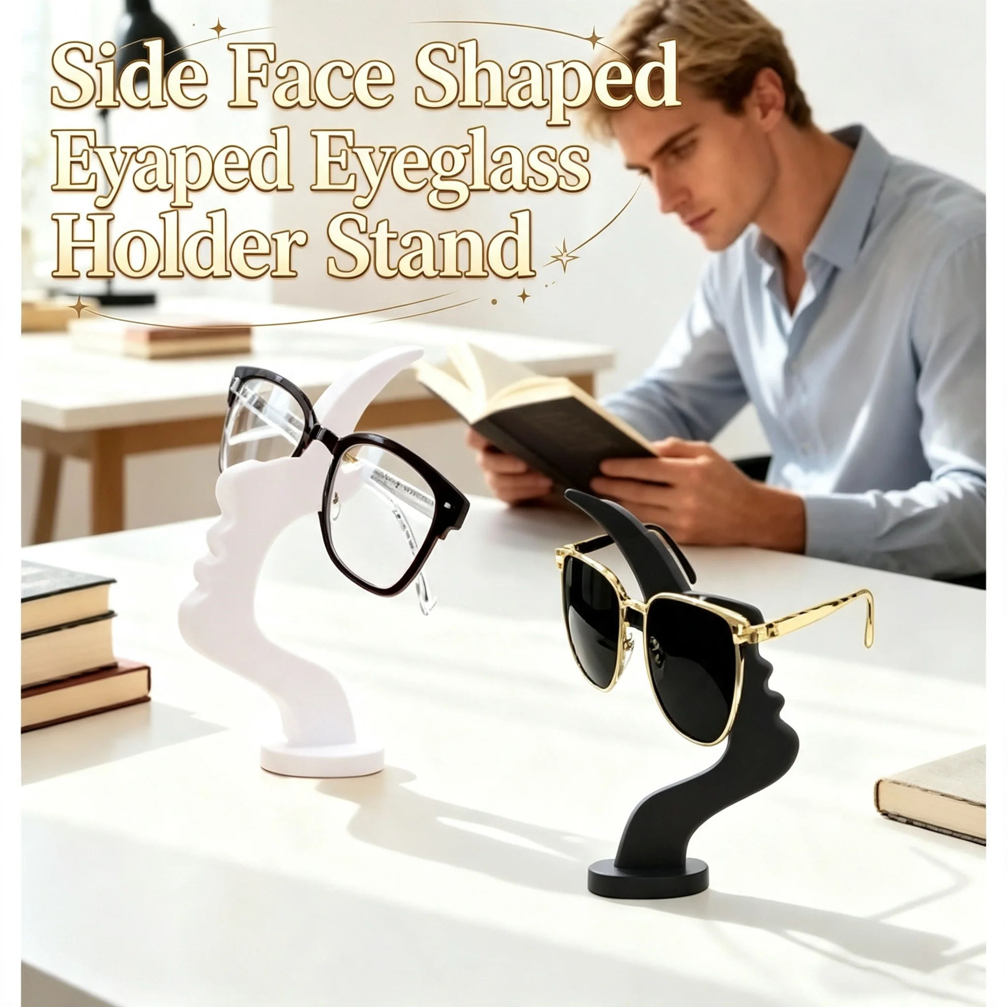 1-4pc Side Face Shaped Eyeglass Holder Stand Artistic Curved Eyeglass Holder Storage Fun Practical Desk Line Decor Ornament