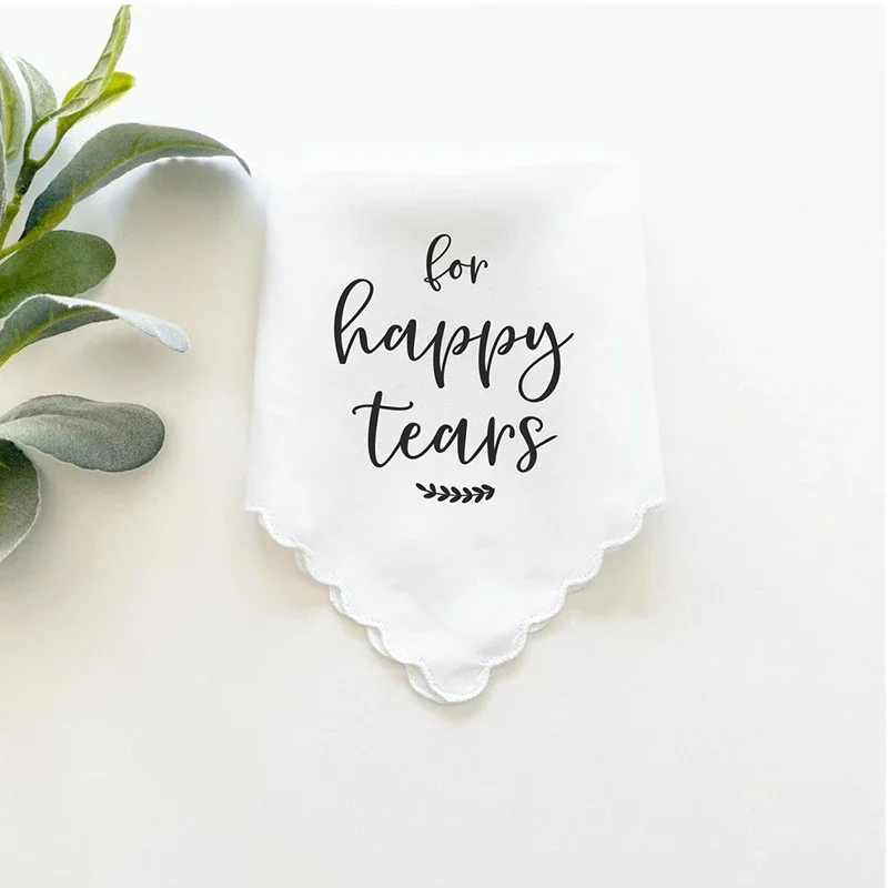 for happy tears handkerchief wedding day favor Father mother of the groom bride parents present Bridal shower Bridesmaid gift