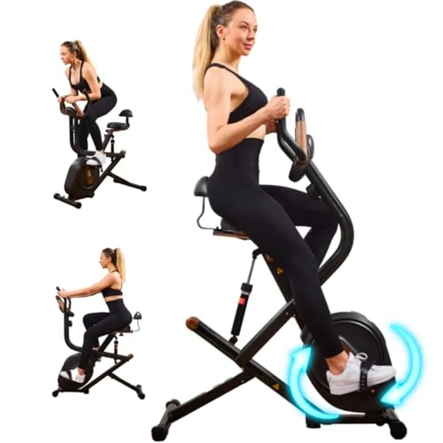 

3 in 1 Exercise Bike Squat Machine 8-Level Adjustable Magnetic Indoor Cycling Bike with App Control for Home Workouts Low Noise