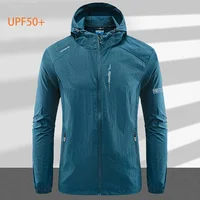 Cortavientos con protección UV UPF 50+ para hombre, chaqueta de secado rápido, protección solar para exteriores, fina, para senderismo, pesca, ciclismo, luz deportiva con capucha