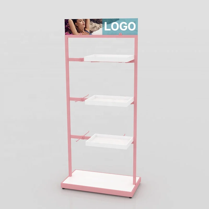 custom.Custom Underwear Shop Display Floor Metal Bras Display Racks Bikini Display with PVC Advertising Header