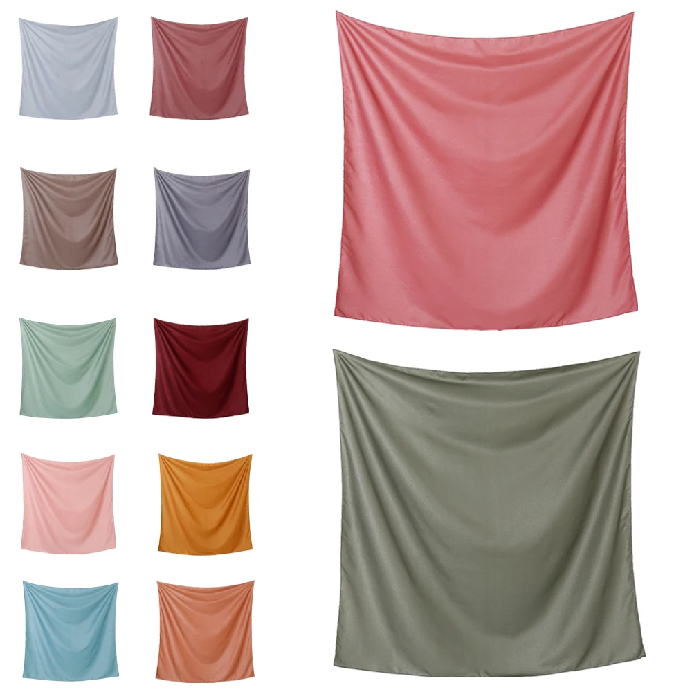 Hijab instantáneo de burbujas cuadrado liso para mujer, 110x110cm, diadema gruesa sólida, Foulard para mujer, Bufandas islámicas musulmanas, Sjaal