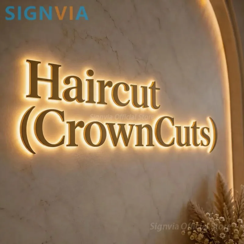 Custom LED Illuminated Logo Haircut Metal Neon Sign Large Letters Acrylic Wall Luminous Business Decorative Restaurant Sign