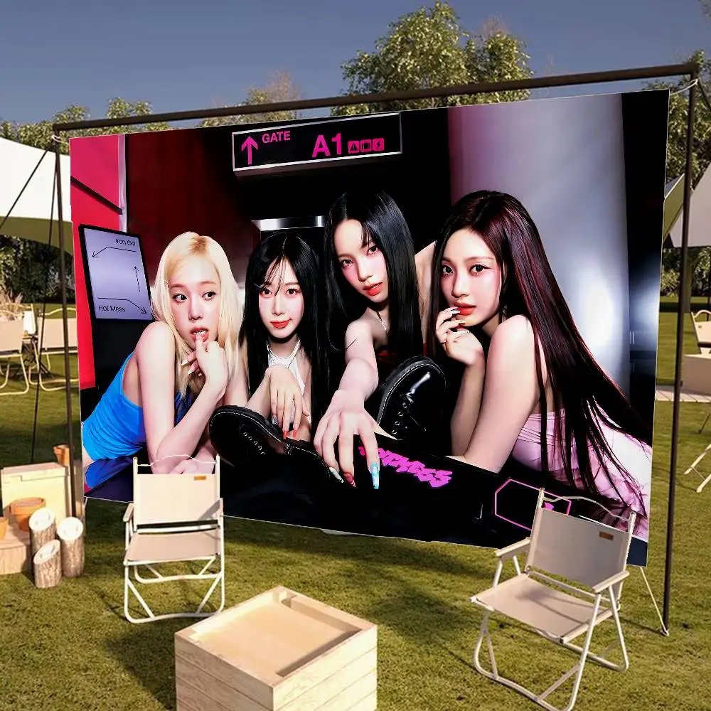Korean Kpop Group A-Aespas Retro Flags Multiple Choice Living Studio Booth Interior Decoration Banner