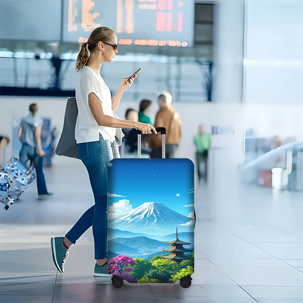 

1PC Anime Style Japanese Landscape Print Luggage Cover for luggage sizes 18-32 inches; dust and elastic travel accessories to