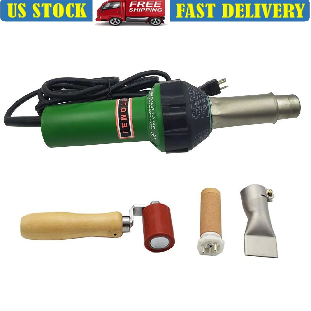 1600W Hot Air Plastic Welding Gun Kit Roofing Welder with Silicone Roller & Heat Element