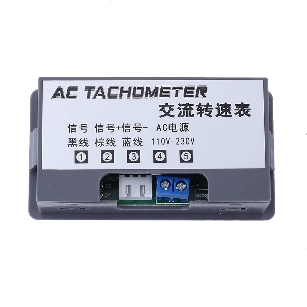 4 Digital LED Display Tachometer Gauge RPM Speed Meter Hall Proximity Switch Sensor NPN DC 5V/ DC 8-24V/ AC 110V 220V 30-9999RPM