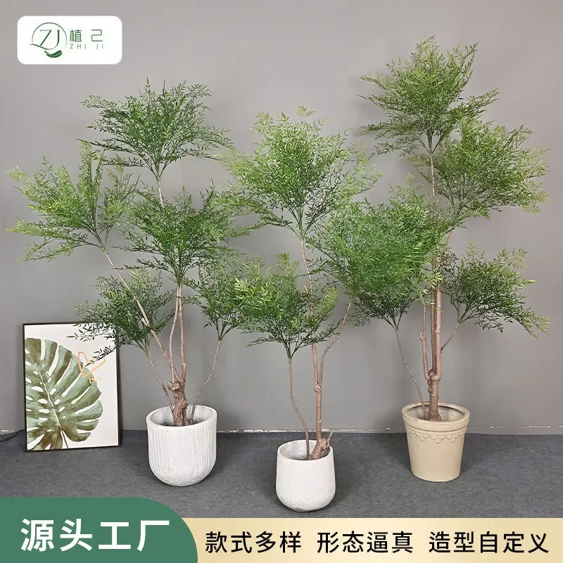 Simulation Green Plants Nantian Bamboo Large Floor Potted Ornaments for Living Room Home Decoration Shopping Mall Outdoor