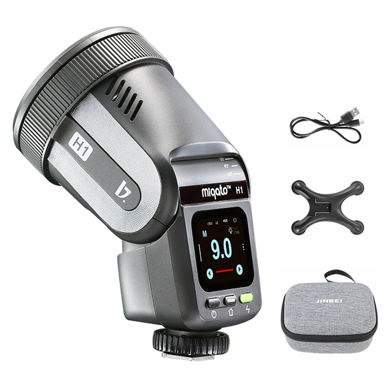 

JINBEI Miqato H1 Led Speedlite Светодиодная видеолампа 2-в-1 Вспышка и постоянная функция для камер Canon Nikon Sony Fuji Panasonic