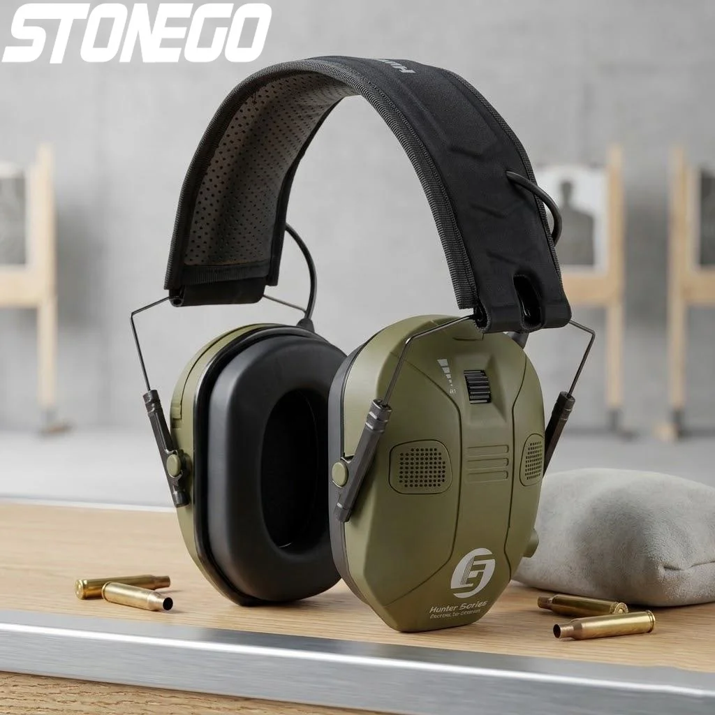 

Foldable Tactical Electronic Earmuffs Noise Cancelling Hearing Protection 360 Degree Sound Amplification with 4 Microphones