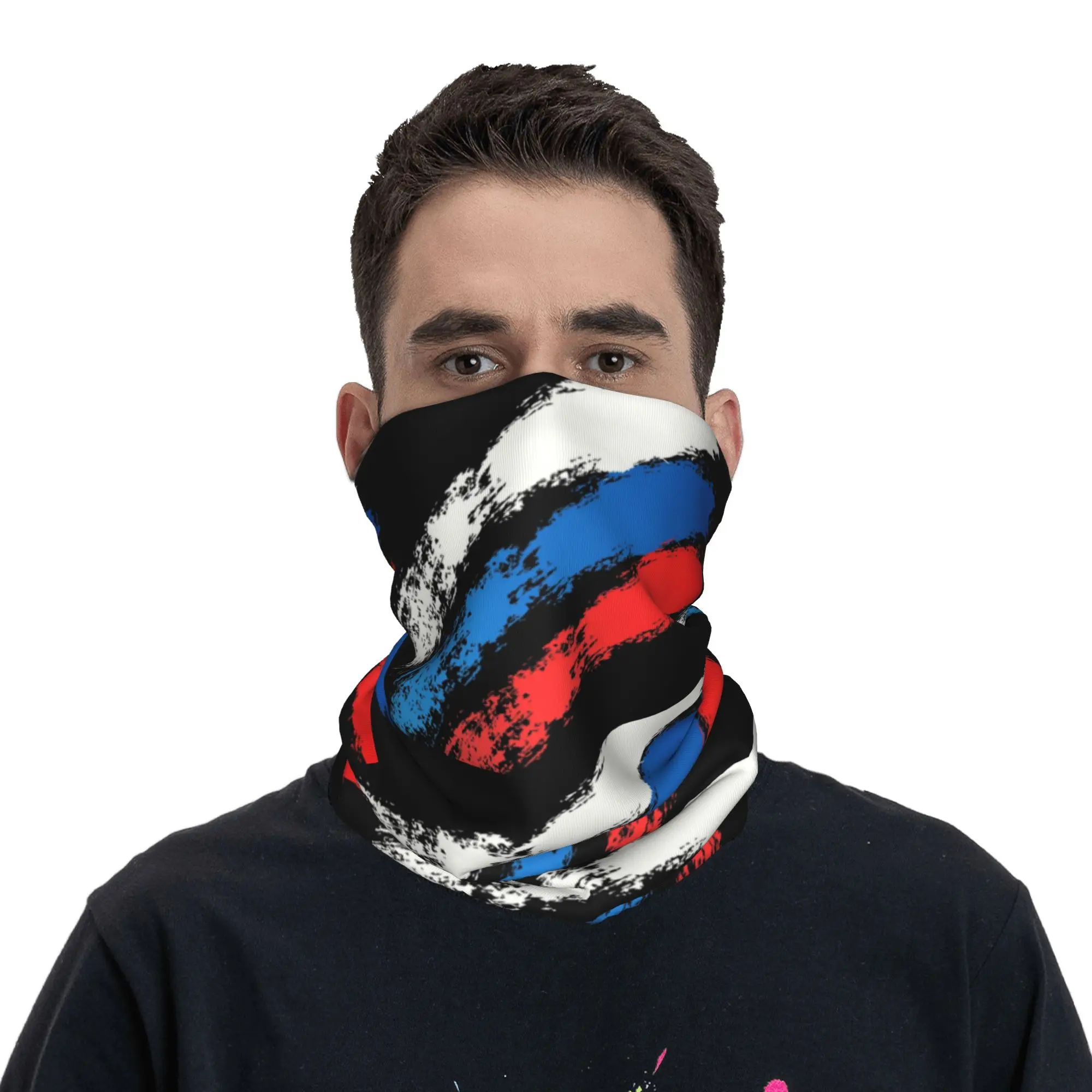 Custom Russia Flag Russian Pride Bandana Neck Gaiter for Hiking Camping Men Women Wrap Scarf  Headband Warmer