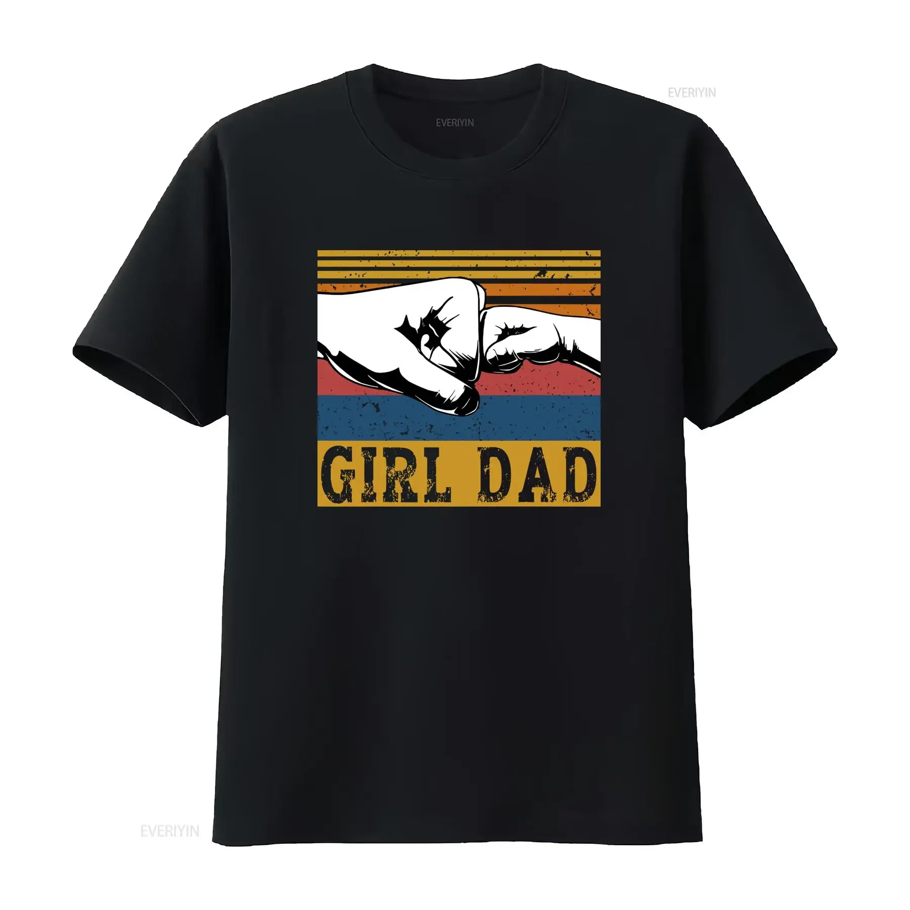 Camiseta Vintage para Hombre Papá de Niñas Día del Padre Cuello Redondo Casual Tejido Ligeramente Elástico Corte Regular Unisex