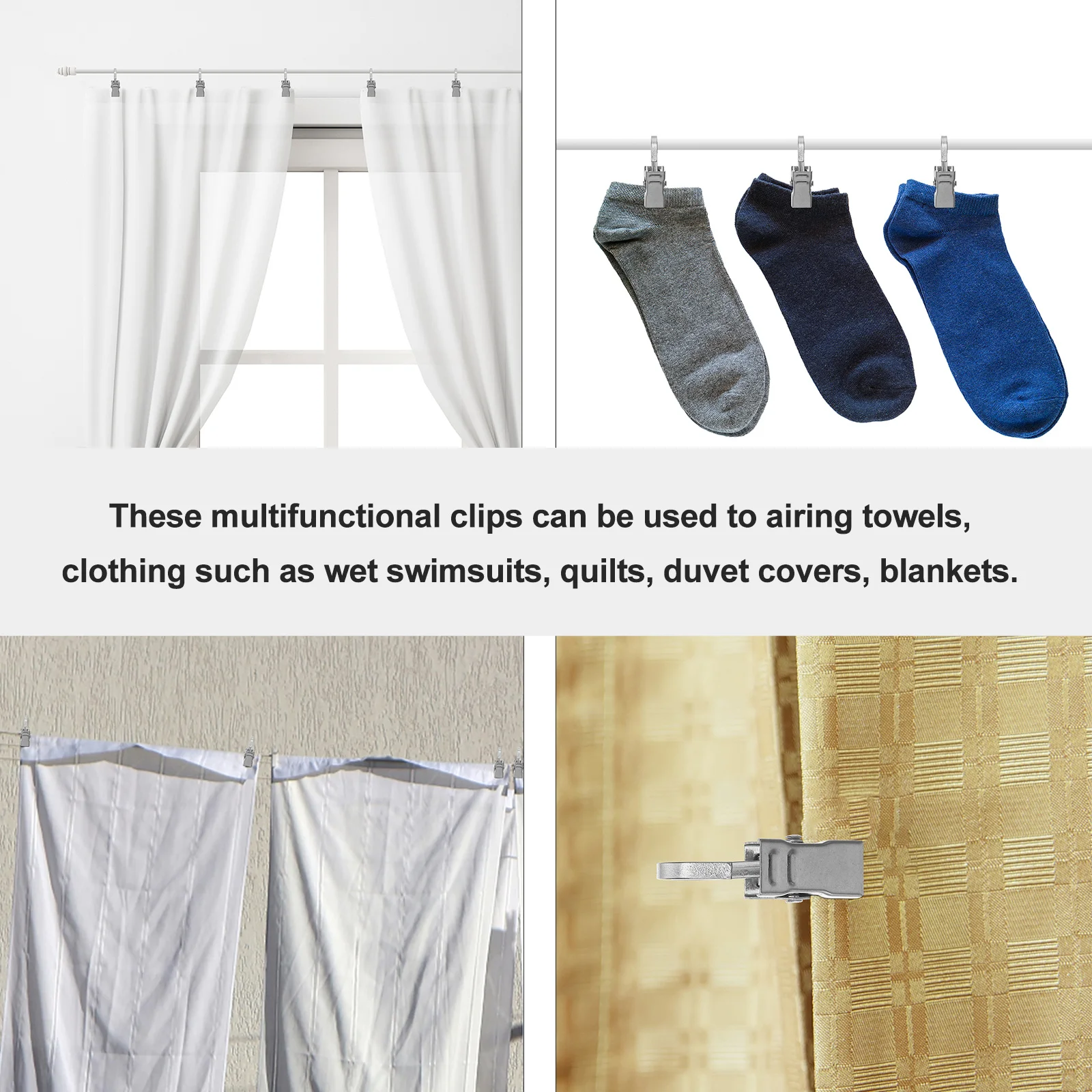 

30Pcs Multifunctional Stainless Steel Curtain Hooks Easy to Use for Wet Swimsuits Quilts Duvet Covers Curtain Hook