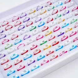 200Pcs/Lot Wholesale Fashion Aluminum Female Rings Mix Colored Finger Jewelry Accessories Party Gifts Low Price