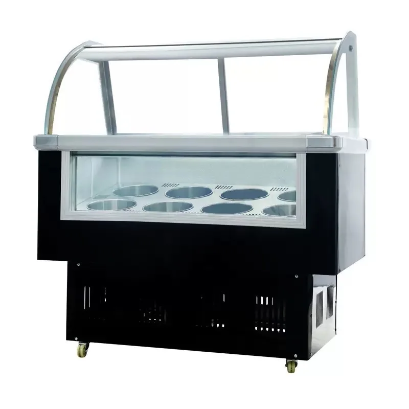 

Commercial Ice Cream Cabinet Display Machine Showcase Freezer Ice Cream Gelato Dipping Cabinet With Glass Door