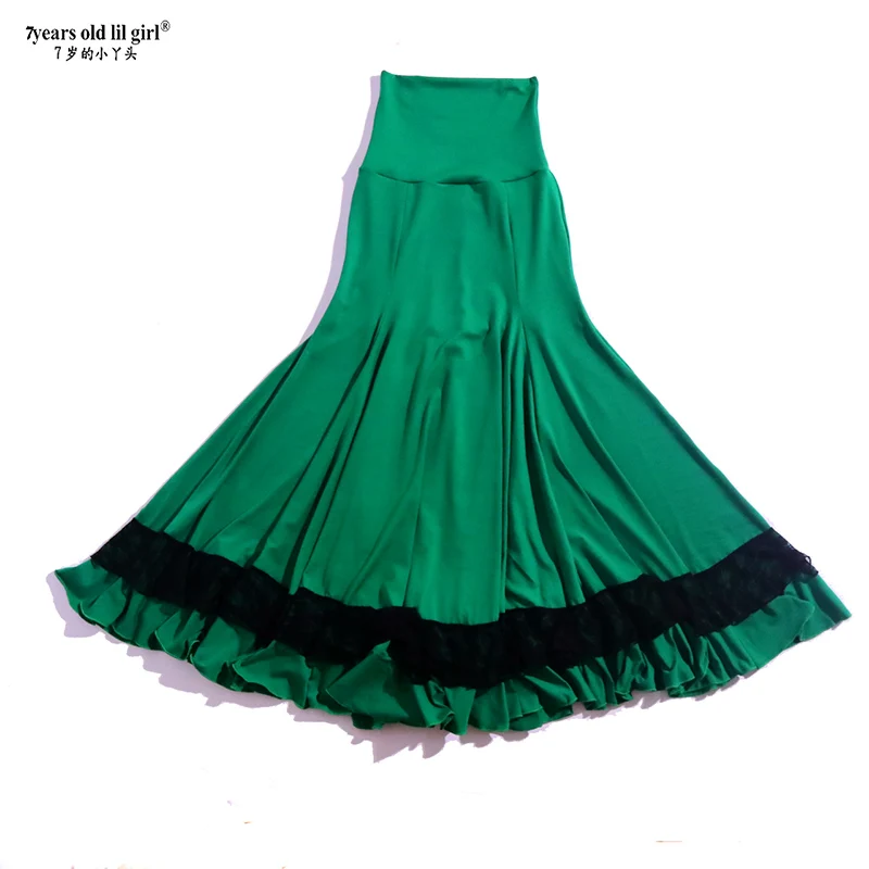 Spanish Dance Dress Flamenco Practice Skirt Wear Women BU27