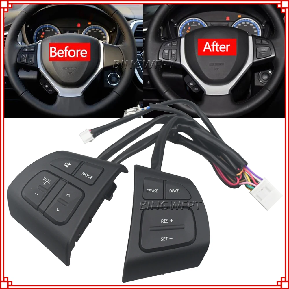 

MultiFunction Steering Wheel Switches Multimedia Audio Volume Buttons Radio Player for Suzuki Vitara 16-18 Cruise Control Switch
