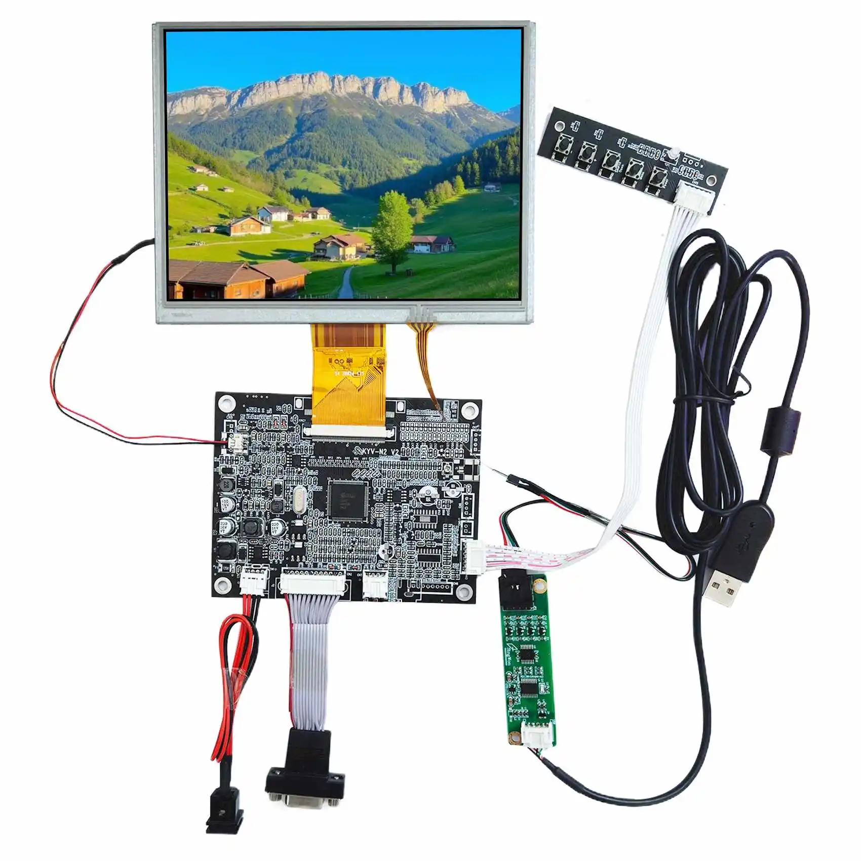 

7-дюймовый резистивный сенсорный ЖК-экран 800X600 A070SN02 60 контактов с платой управления VGA