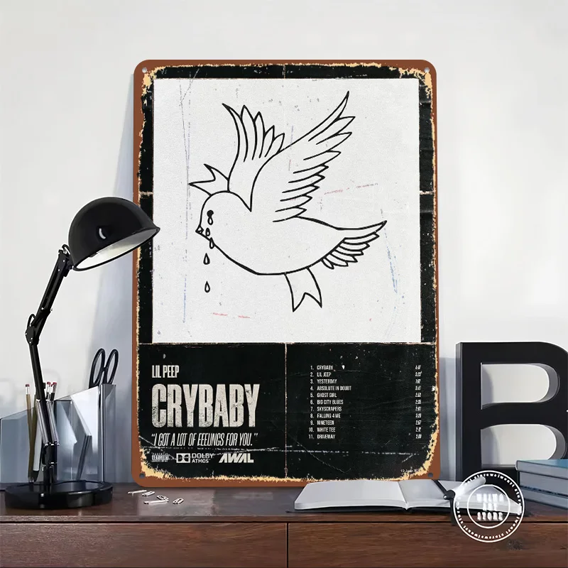 Lil Peep Poster Customized Wall Art Vintage Metal Signs Retro Tin Plaque for Man Cave Bedroom Decoration Room Accessories House