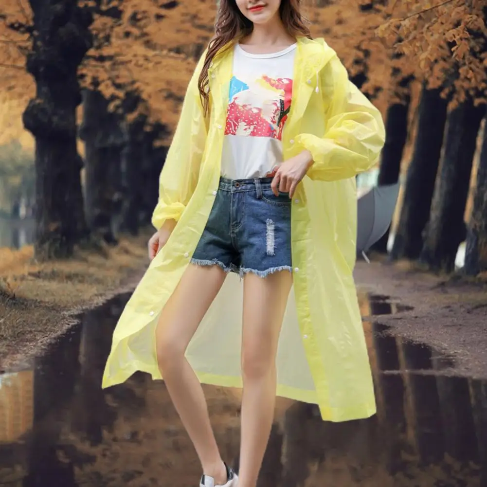 Fashion Hoodie Raincoat Thicken Long Raincoat Foldable Men Women Rainy Day Outdoor Hoodie Rain Coat Waterproof