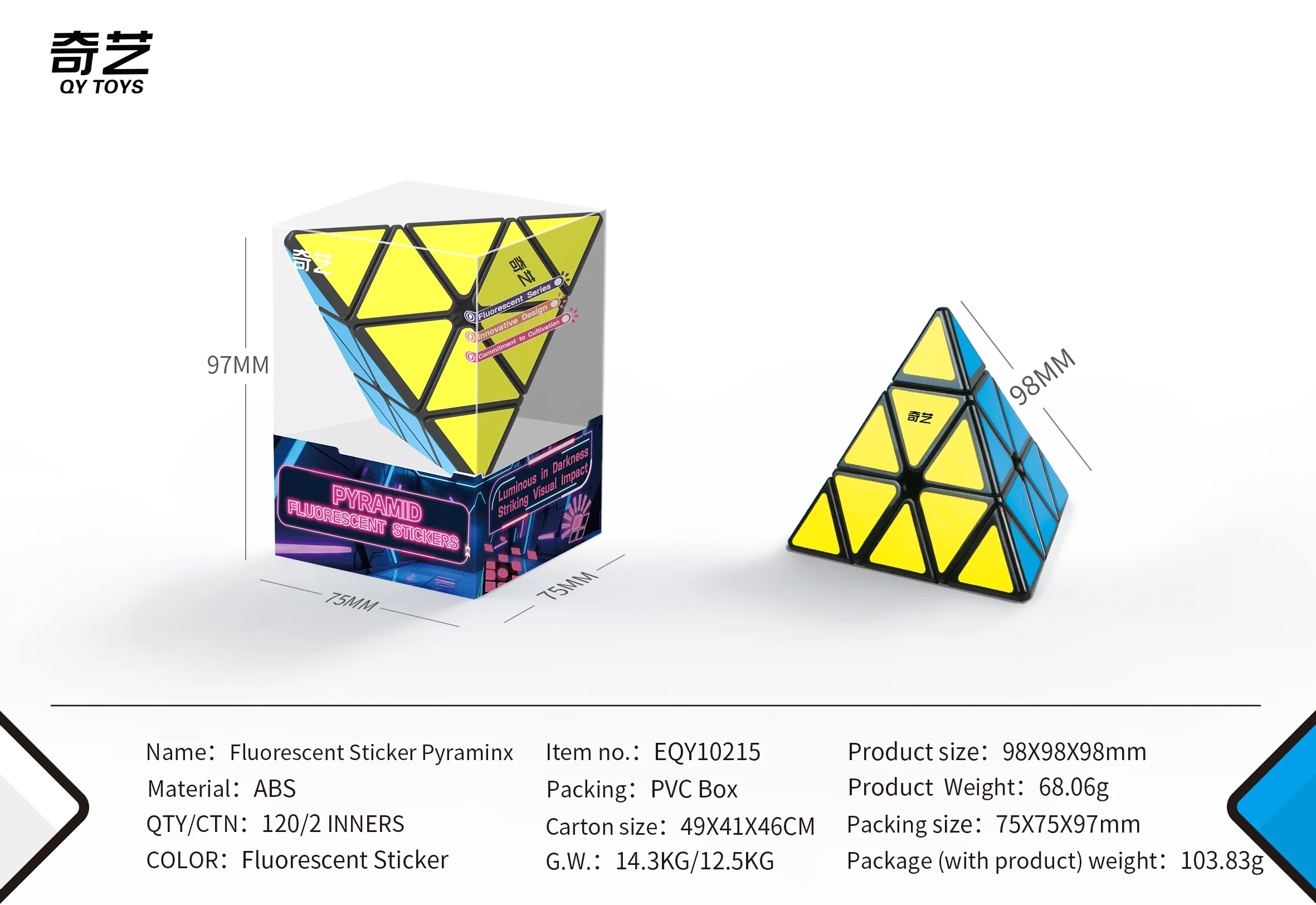 QiYi Fluorescerende Sticker Kubus 2×2 3×3 Pyraminx Spiegel Kubus Professionele Speed Cube Puzzel Speelgoed Kinderen gift Cubo Magico