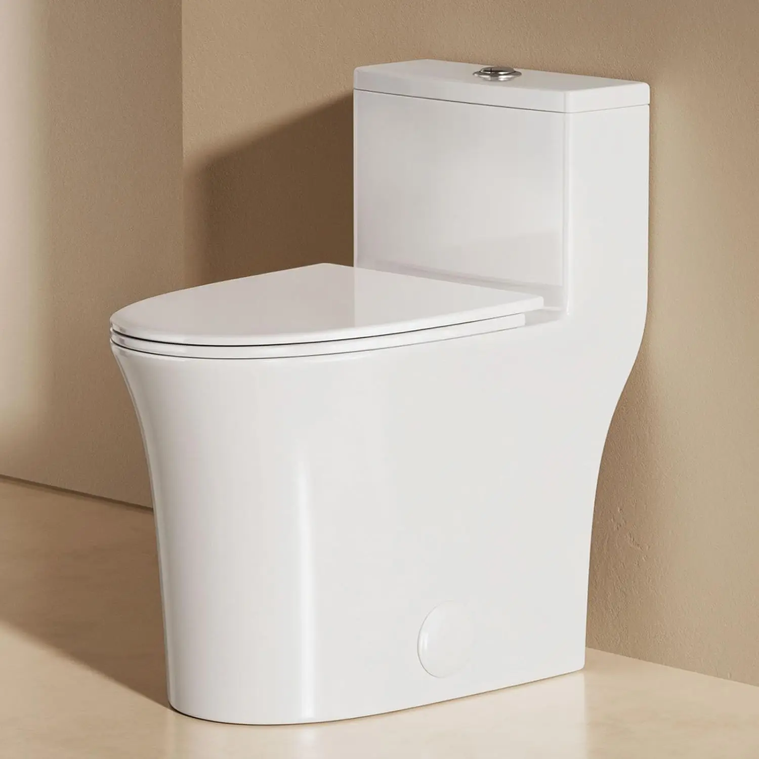 

One Piece Elongated Toilet, ADA Chair Seat Height 17", High Efficiency Dual Flush 0.9/1.28 GPF, MAP 1000g, 12" Rough-In, Compact