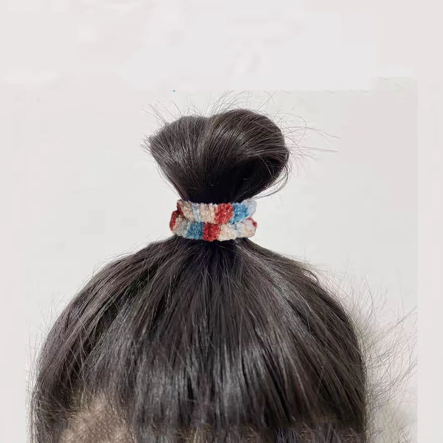 5pc Fashion European and American Plush Elastic Hair Bands for Women Girls Hair Ties Rope for Hair Accessories Ponytail Holder