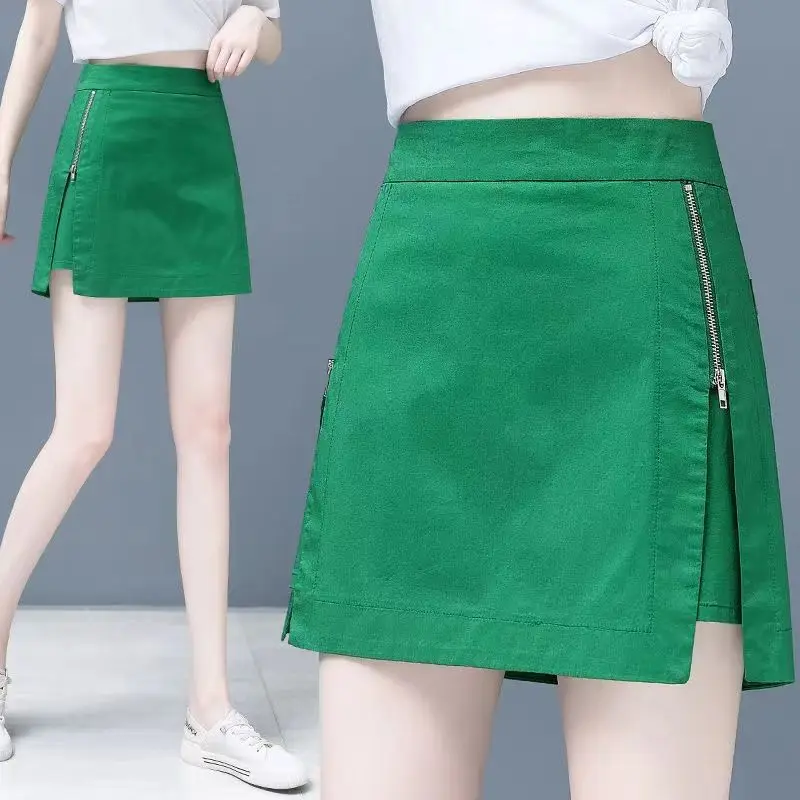 High-waisted Shorts for Women Loose Outer Culottes Fake Two-piece Spring and Summer New Slim and Stylish Culottes for Women