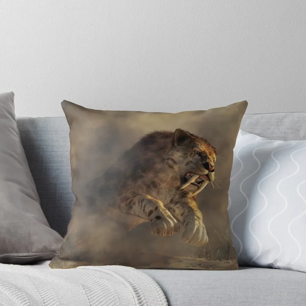 Pouncing Saber Tooth Throw Pillow luxury decor Sofa Covers Throw Pillow Covers pillow