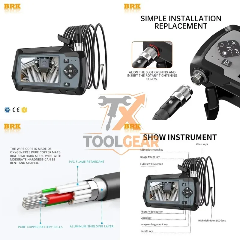 2026hotsale* BRK-10 8.5mm Lens 3.5M Interchangeable Cable Bore Scope for Pipeline Automotive Engine