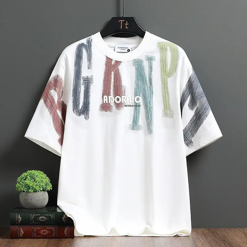 Men's Trend Printing Loose Youth Pullovers Top Summer New Short Sleeve Plus Size Lazy Style T Shirts Fashion Casual Men Clothing image 3