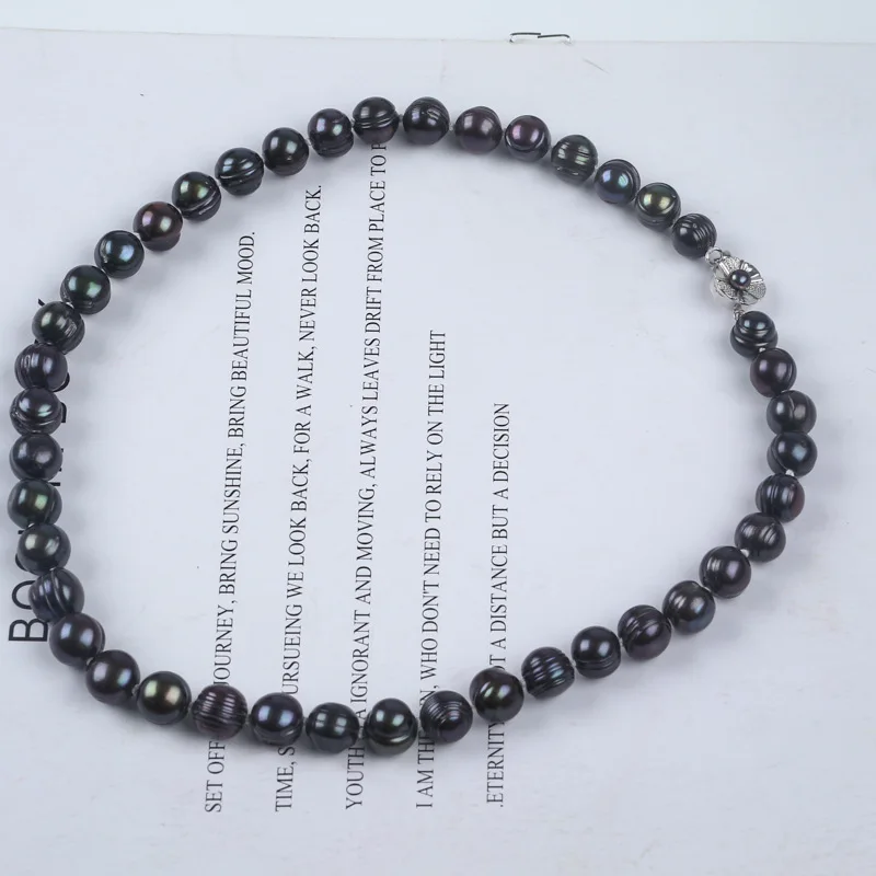 Natural Freshwater Pearl Near Round Threaded Bead Necklace 10-11Mm 925 Silver