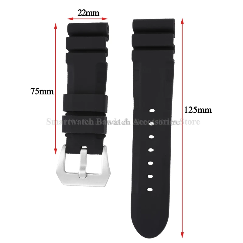 22mm 24mm 26mm Silicone Watch Band for Panerai SUBMERSIBLE PAM441 359 Pa111 Series Rubber Watch Strap Men Bracelet Accessories