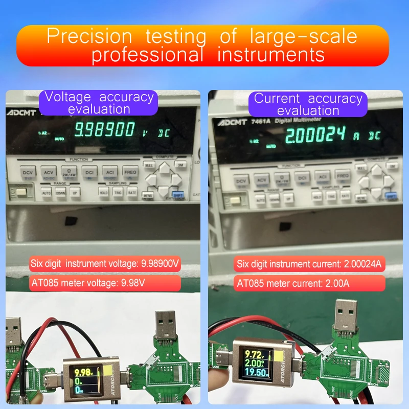 Imagem -04 - Display Digital Amperímetro de Tensão Medidor de Banco de Potência Carregador de Celular tipo c Tft G-sensor Tester At085 dc 4.550v 012a 600w Pd3.1