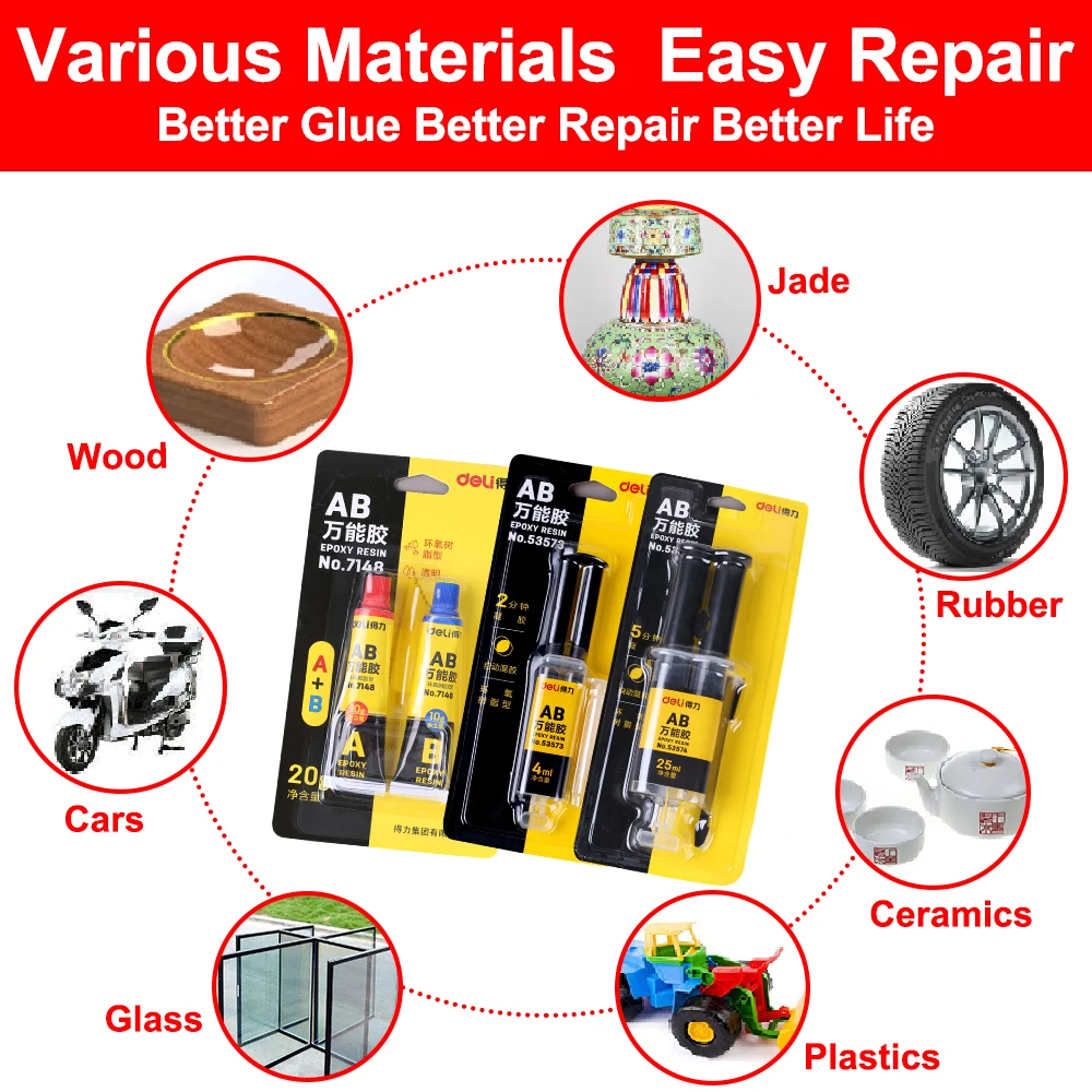 Epoxy Resin AB Glue Transparent Casting Repair Super Strong Adhesive Metal Glass Ceramic Leather Two Component Contact Fix Bond