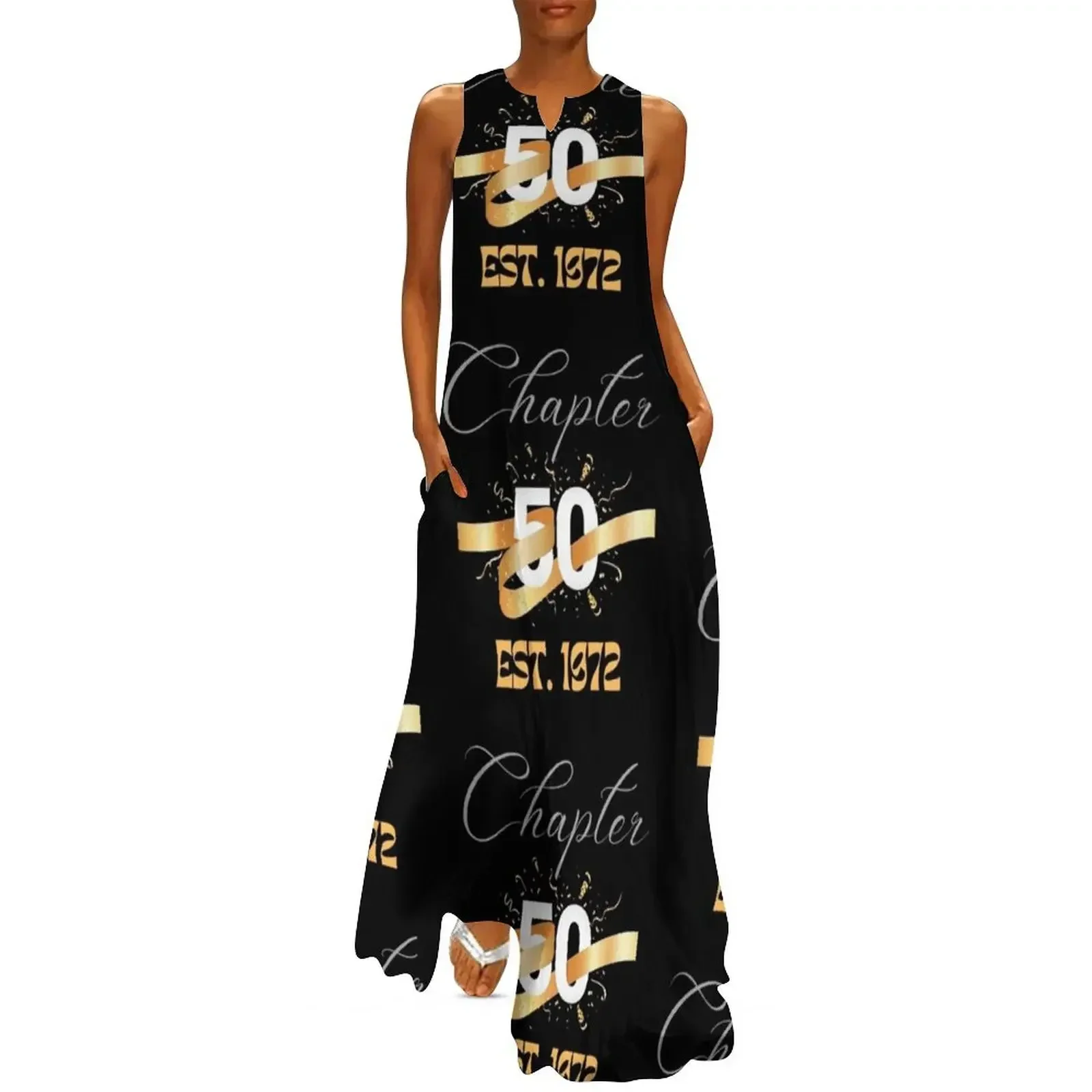 

Chapter 50 Est. 1972 50th birthday Long Dress Female dress evening dress ladies Bride dresses beach